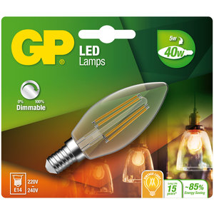 LED lamp E14 5W 470Lm kaars Filament dimbaar