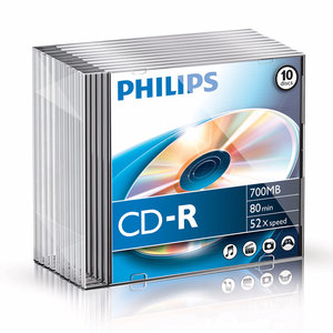 CD-R 700MB 52xspeed slim case 10 stuks