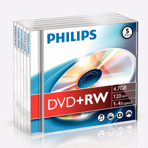 DVD+RW 4,7GB 4xspeed jewel case 5 stuks