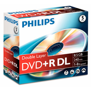 DVD+R Double layer 8,5GB 8xspeed jewel case 5 stk