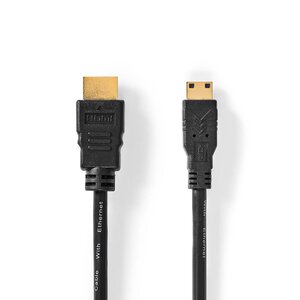 High Speed ​​HDMI™-Kabel met Ethernet | HDMI™ Connector | HDMI™ Mini-Connector | 4K@30Hz | 10.2 Gbps | 2.00 m | Rond | PVC | Zwart | Polybag
