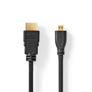 High Speed ​​HDMI™-Kabel met Ethernet | HDMI™ Connector | HDMI™ Micro-Connector | 4K@30Hz | 10.2 Gbps | 1.50 m | Rond | PVC | Zwart | Polybag