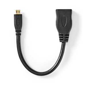 High Speed ​​HDMI™-Kabel met Ethernet | HDMI™ Micro-Connector | HDMI™ Output | 4K@30Hz | 10.2 Gbps | 0.20 m | Rond | PVC | Zwart | Polybag