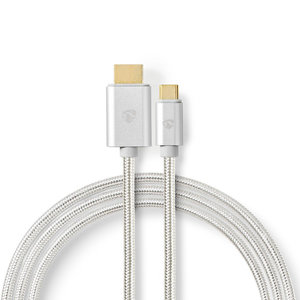 USB-Adapter | USB 3.2 Gen 1 | USB-C™ Male | HDMI™ Connector | 5 Gbps | 2.00 m | Rond | Verguld | Gebreid / Nylon | Aluminium | Cover Window Box