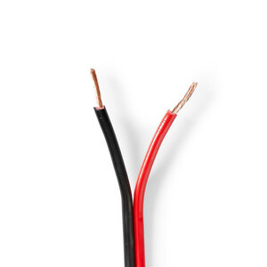 Speaker-Kabel | 2x 1.50 mm² | Koper | 100.0 m | Rond | PVC | Rood / Zwart | Rol