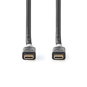 USB-Kabel | USB 3.2 Gen 2x2 | USB-C™ Male | USB-C™ Male | 4K@60Hz | 20 Gbps | Verguld | 1.00 m | Rond | PVC | Antraciet | Window Box