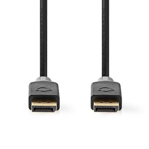 DisplayPort-Kabel | DisplayPort Male | DisplayPort Male | 8K@60Hz | Verguld | 1.0 m | Rond | PVC | Antraciet | Doos