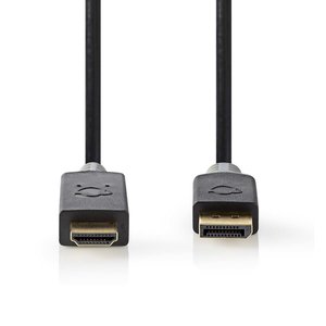 DisplayPort-Kabel | DisplayPort Male | HDMI™ Connector | 4K@30Hz | Verguld | 1.0 m | Rond | PVC | Antraciet | Doos