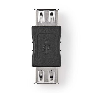 USB-Adapter | USB 2.0 | USB-A Female | USB-A Female | 480 Mbps | Vernikkeld | PVC | Zwart | Doos