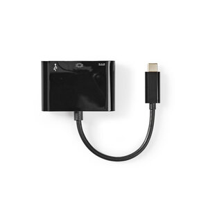USB-Adapter | USB 3.1 | USB-C™ Male | HDMI™ Output / USB-A Female / USB-C™ Female | 5 Gbps | 0.20 m | Rond | Vernikkeld | PVC | Zwart | Label