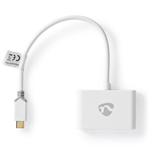 USB-Adapter | USB 3.1 Gen1 | USB-C™ Male | 2x USB-A | 1000 Mbps | 0.20 m | Rond | Verguld | PVC | Wit | Window Box