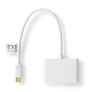 USB-Adapter | USB 3.2 Gen 1 | USB-C™ Male | 2x USB-A | 1000 Mbps | 0.20 m | Rond | Vernikkeld | PVC | Wit | Polybag