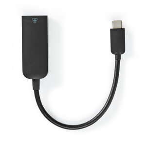 USB-netwerkadapter | USB 3.2 Gen 1 | 1000 Mbps | USB-C™ Male | RJ45 Female | 0.20 m | Rond | Vernikkeld | Vertind-Koper | Zwart | Polybag