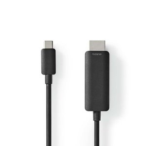 USB-Adapter | USB 3.2 Gen 1 | USB-C™ Male | HDMI™ Connector | 1.00 m | Rond | Vernikkeld | PVC | Zwart | Polybag