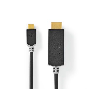 USB-Adapter | USB 3.2 Gen 1 | USB-C™ Male | HDMI™ Connector | 1.00 m | Rond | Verguld | PVC | Antraciet | Window Box