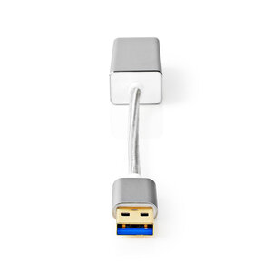 USB-Adapter | USB 3.2 Gen 1 | USB-A Male | RJ45 Female | 1 Gbps | 0.20 m | Rond | Verguld | Gebreid / Nylon | Zilver | Cover Window Box