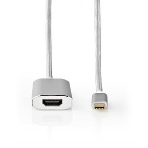 USB-Adapter | USB 3.2 Gen 1 | USB-C™ Male | HDMI™ Female | Power delivery | 2.00 m | Rond | Verguld | Gebreid / Nylon | Zilver | Cover Window Box