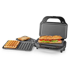 Multi grill | Grill / Sandwich / Waffle | 900 W | 28 x 15 cm | Automatische temperatuurregeling | Kunststof / Roestvrij Staal