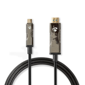Actieve Optische USB-Kabel | USB-C™ Male | HDMI™ Connector | 18 Gbps | 30.0 m | Rond | PVC | Zwart | Gift Box