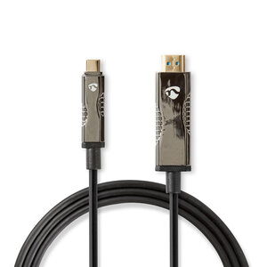 Actieve Optische USB-Kabel | USB-C™ Male | HDMI™ Connector | 18 Gbps | 50.0 m | Rond | PVC | Zwart | Gift Box