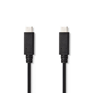 USB-Kabel | USB 3.2 Gen 2 | USB-C™ Male | USB-C™ Male | 10 Gbps | Vernikkeld | 1.00 m | Rond | PVC | Zwart | Label