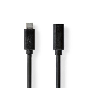 USB-Kabel | USB 3.2 Gen 1 | USB-C™ Male | USB-C™ Female | 5 Gbps | Vernikkeld | 1.00 m | Rond | PVC | Zwart | Envelop