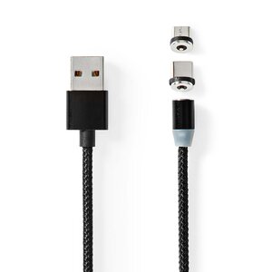 USB-Kabel | USB 2.0 | USB-A Male | USB Micro-B Male / USB-C™ Male | No Data Transfer | Vernikkeld | 2.00 m | Rond | Nylon | Zwart | Doos