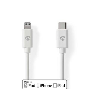 Lightning Kabel | USB 2.0 | Apple Lightning 8-Pins | USB-C™ Male | 480 Mbps | Vernikkeld | 1.00 m | Rond | PVC | Wit | Envelop