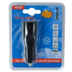 USB auto adapter 2xUSB 4800mA zwart
