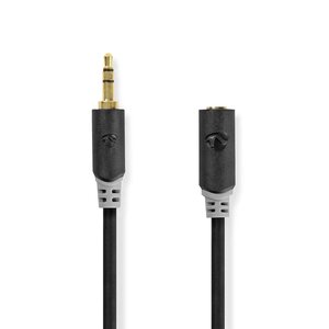 Stereo-Audiokabel | 3,5 mm Male | 3,5 mm Female | Verguld | 5.00 m | Rond | Antraciet | Doos