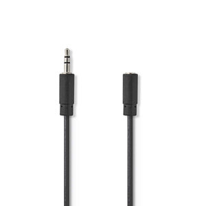 Stereo-Audiokabel | 3,5 mm Male | 3,5 mm Female | Vernikkeld | 2.00 m | Rond | Zwart | Doos