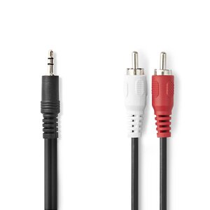 Stereo-Audiokabel | 3,5 mm Male | 2x RCA Male | Vernikkeld | 10.0 m | Rond | Zwart | Doos