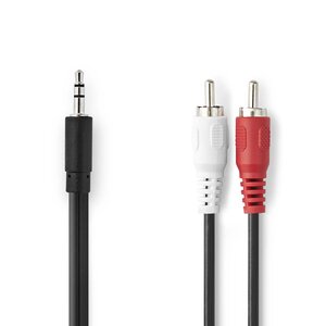Stereo-Audiokabel | 3,5 mm Male | 2x RCA Male | Vernikkeld | 2.00 m | Rond | Zwart | Doos