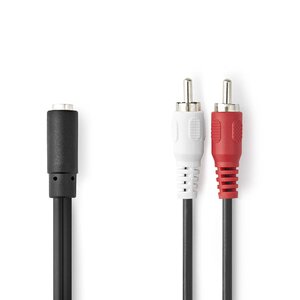 Stereo-Audiokabel | 2x RCA Male | 3,5 mm Female | Vernikkeld | 0.20 m | Rond | Doos