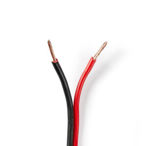 Speaker-Kabel | 2 x 1.50 mm² | CCA | 100.0 m | Rond | PVC | Rood / Zwart | Folieverpakking