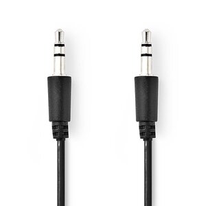Stereo-Audiokabel | 3,5 mm Male | 3,5 mm Male | Vernikkeld | 1.00 m | Rond | Zwart | Label