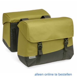 Tas New Looxs Joli Dubbel | Oslo | Olijfgroen/Geel | 37L, dubbele fietstas