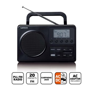 MPR-035BK Compacte Draagbare FM Radio met LCD Scherm Zwart