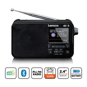 Draagbare DAB+ FM-radio met Bluetooth® 2,4" TFT-scherm Zwart