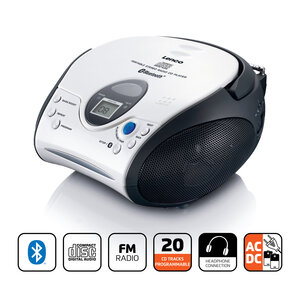 Draagbare CD-speler met FM-radio en Bluetooth® Wit / Zwart