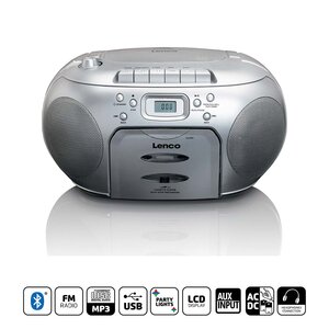 Draagbare FM-radio CD-cassettespeler Zilver