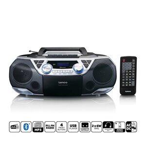 Draagbare Boombox met DAB+/FM-radio, Bluetooth®, CD, cassetterecorder en USB-speler Zilver