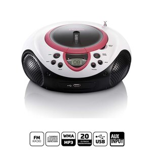 Draagbare FM-radio CD- en USB-speler Roze
